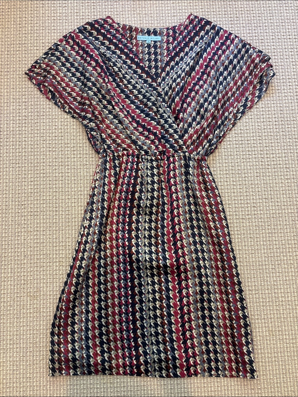 Antonio Melani Multicolor Houndstooth silky Wrap Dress